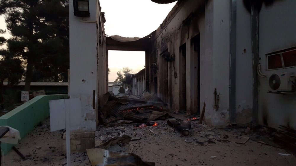10월 3일 아침, 아프가니스탄 쿤두즈에 있는 국경없는의사회의 병원이 폭격을 받아 파괴된  모습 ⓒMSF