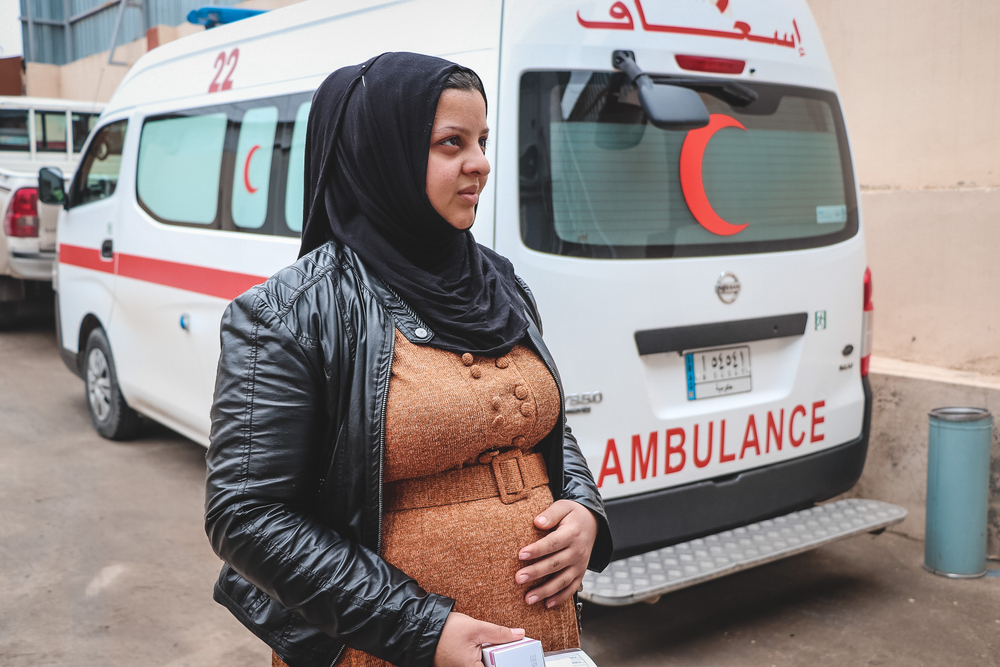 한 여성이 산전관리를 받기 위해 국경없는의사회의 알-아말 모성병동을 찾았다. © Elisa Fourt/MSF