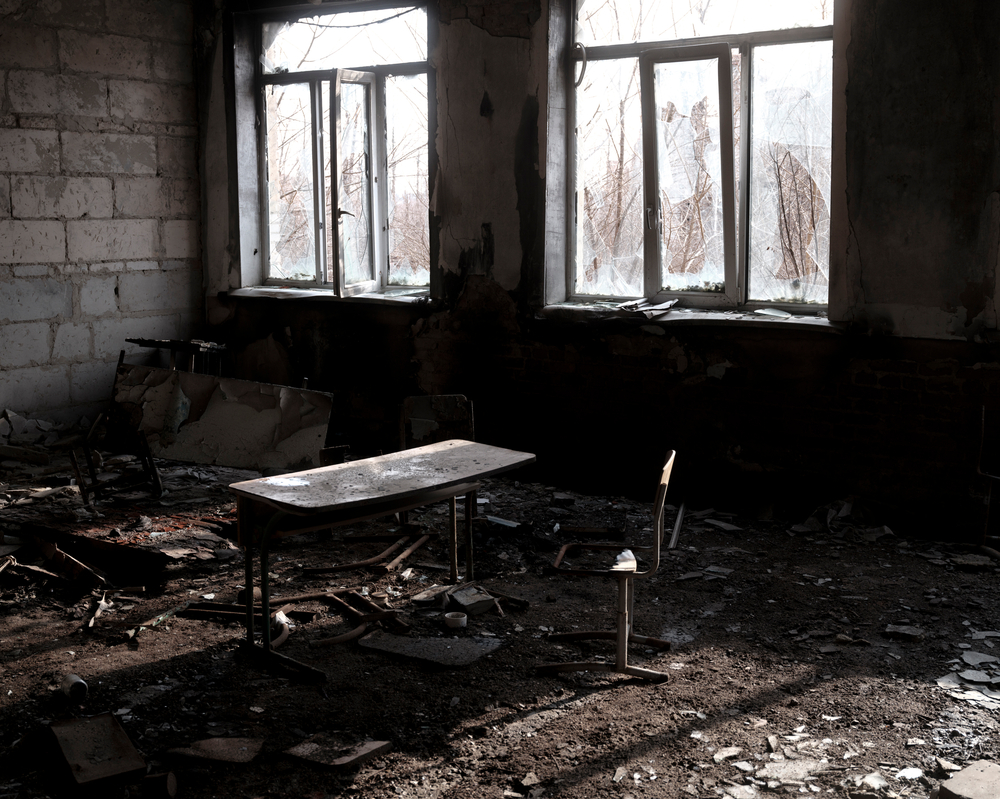 2월 22일, 전쟁 중 파괴된 우크라이나의 한 초등학교. (해당 이미지는 기사와 무관합니다.) ©Lorenzo Meloni/Magnum Photos 