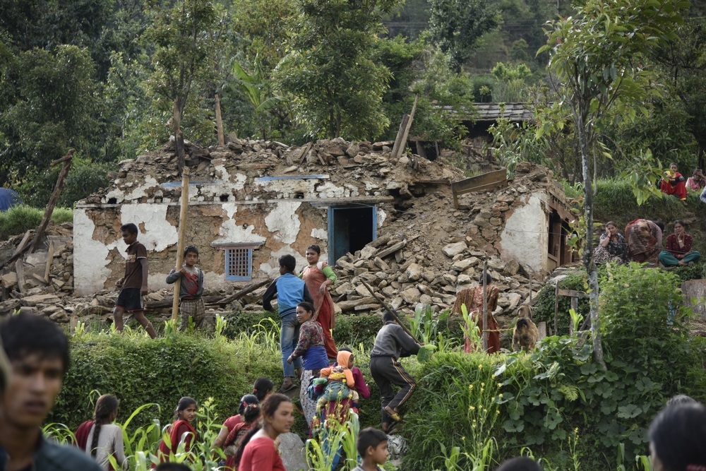 두번째 지진 이후, 국경없는의사회 현장조사 당시에도 산사태가 진행되고 있었던 차리코트 마을©MSF