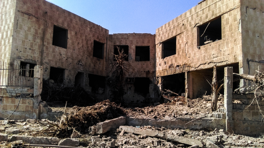 지난 월요일 밤 공격을 받고 완전히 파괴된 다라주 부르사 병원의 모습 ⓒ국경없는의사회